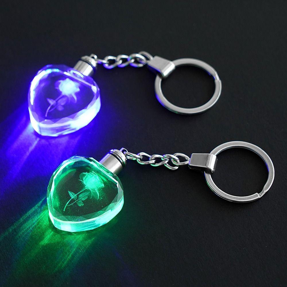 Crystal Rhinestone Crystal Keychain Rose Flower Pattern Rhinestone Keychain Souvenir