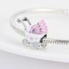 925 Pure Silver Pink Series Father Butterfly Bag Flower Charm Fit for Original Bracelet DIY Women's Exquisite Jewelry