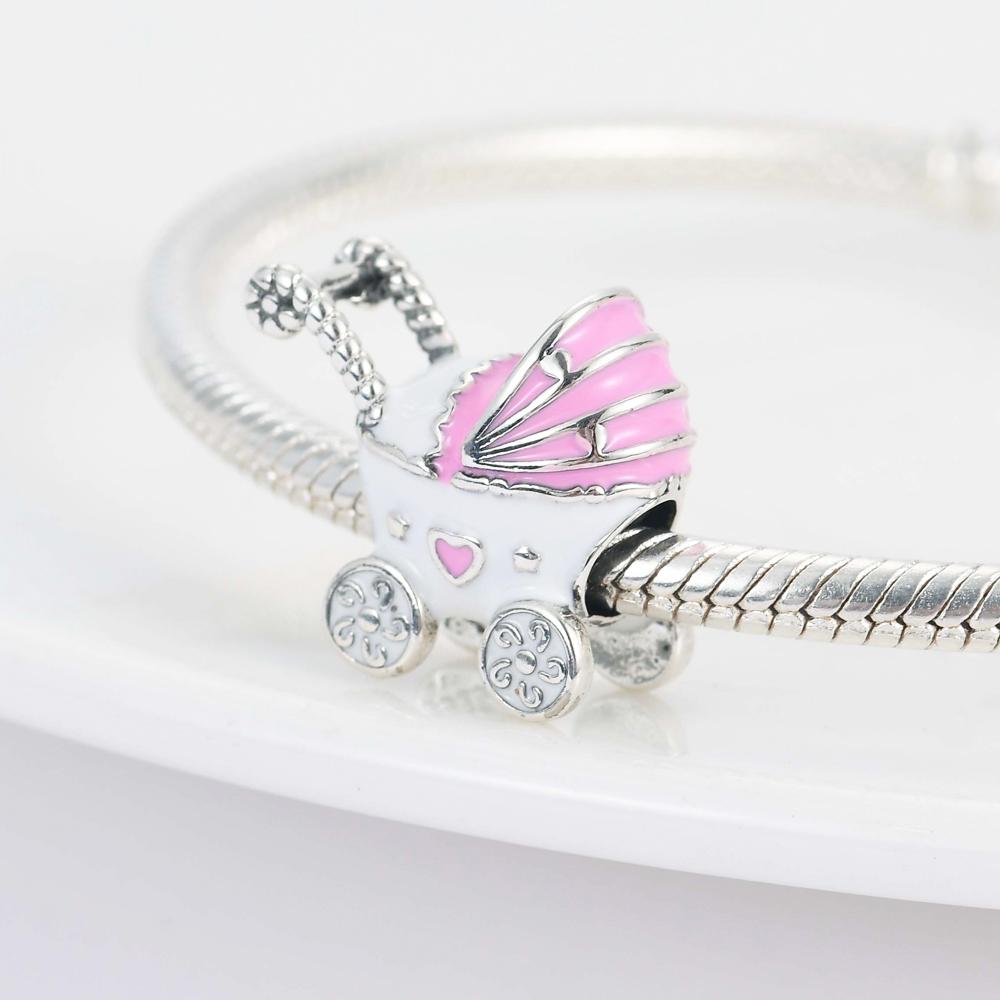 925 Pure Silver Pink Series Father Butterfly Bag Flower Charm Fit for Original Bracelet DIY Women's Exquisite Jewelry