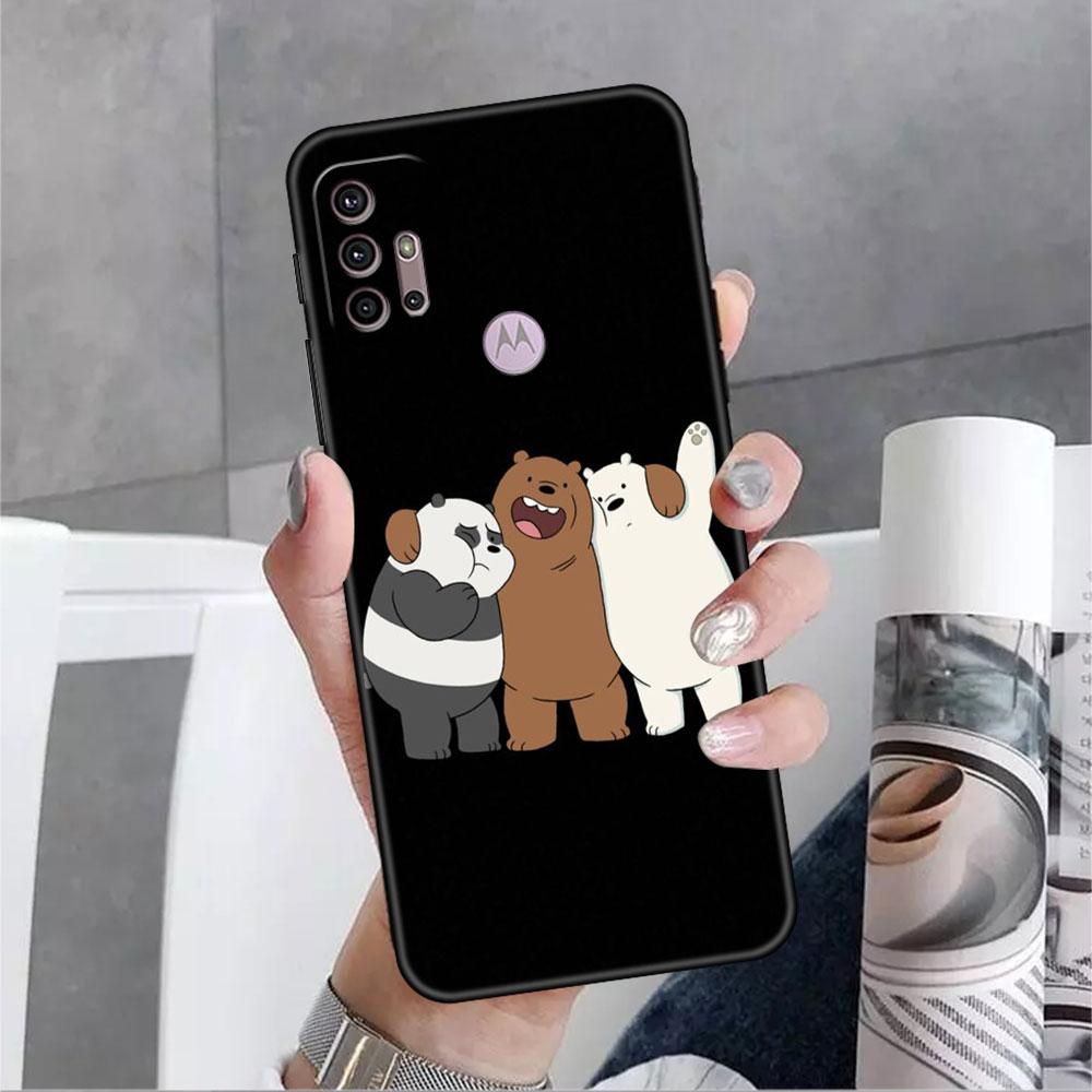 Roztomilé pouzdro We Bare Bears pro Motorola G30 G60 Edge 20 G9 G22 G8 Power G31 G500 G50 30 Pro Black Capas pro měkký telefon