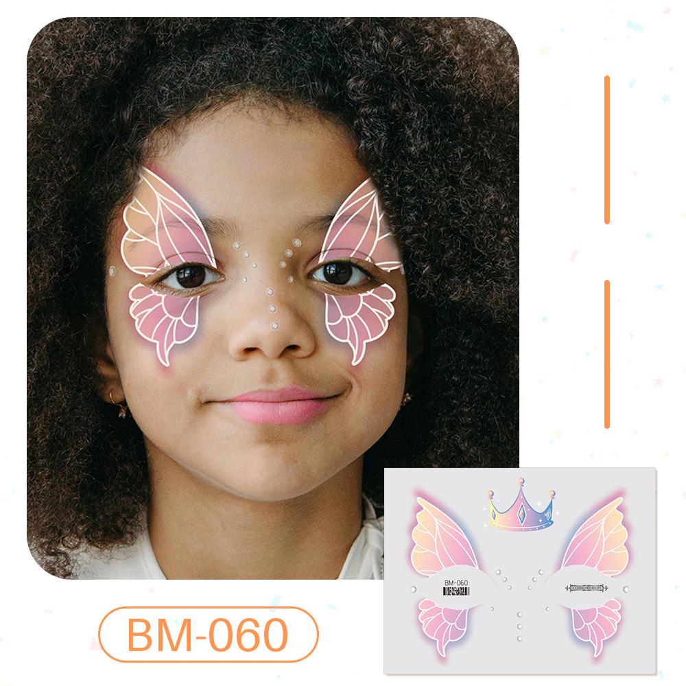 Ruikalong June 1st Kids' Waterproof Face & Forehead Cartoon Tattoo Stickers for Face Painting