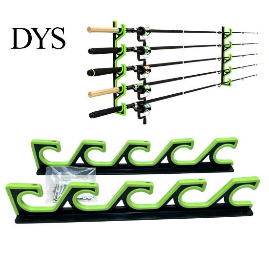 Garage Rod Storage Solutions 2Pcs Wall Mount Fishing Holder, 5 Pole Display Mounted Rack for Shed, Horizontal Organizer Stand Heavy Duty