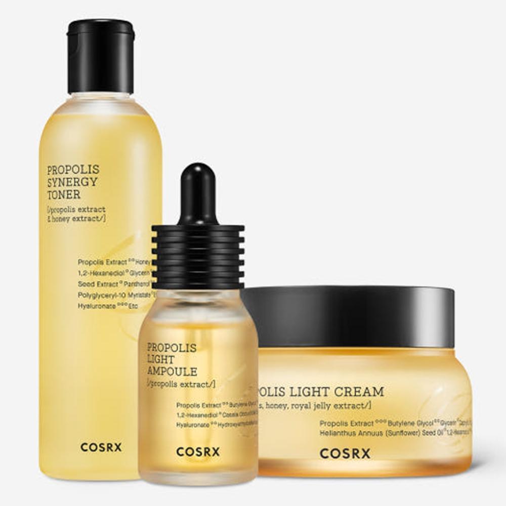 COSRX Full Fit Propolis Toner 280ml + Ampoule 30ml + Cream 65ml Honey Glow Set