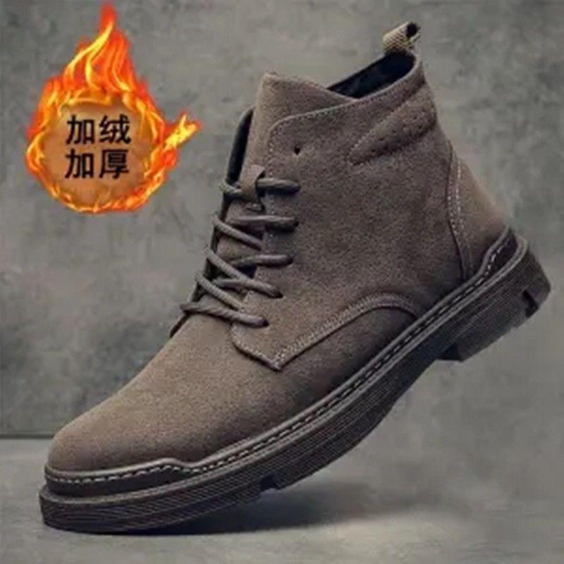 New Warm Men's Shoes for Autumn and Winter Mid-top Martin Boots for Work Boots for Men's Shoes Breathable Thickened Men's Boots