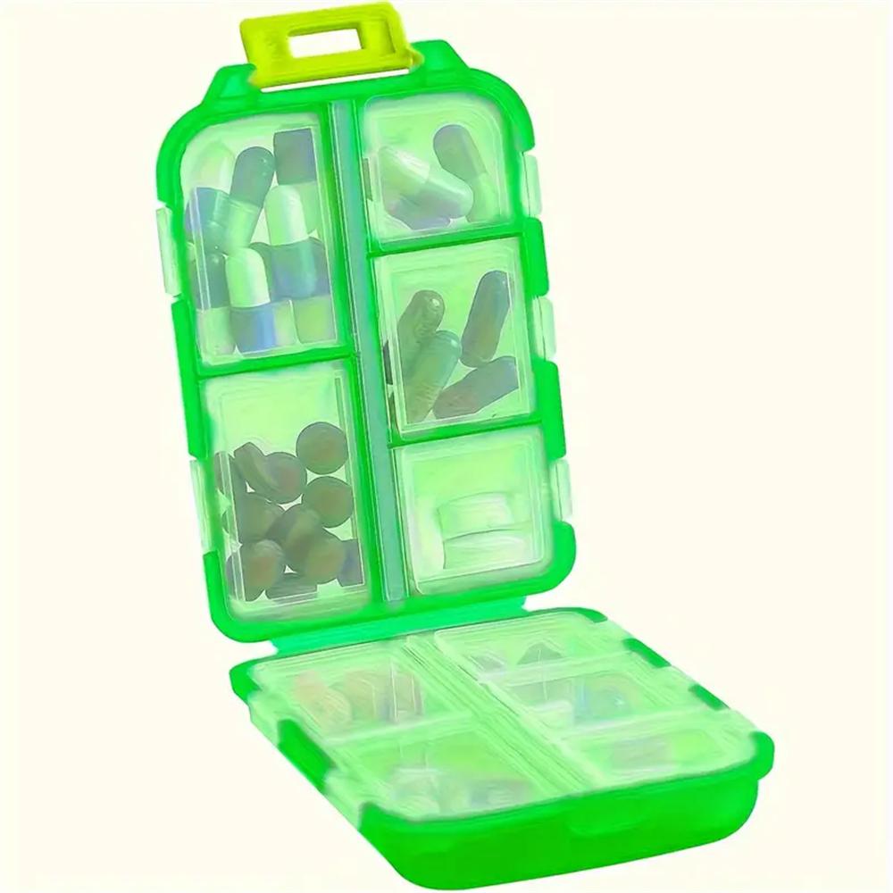 

1PC 10-Grids Small Pill Cases Organizer Box Weekly Travel Portable Pocket Medicine Boxes Holder Plastic Container Storage Gadget 1PC зелёный