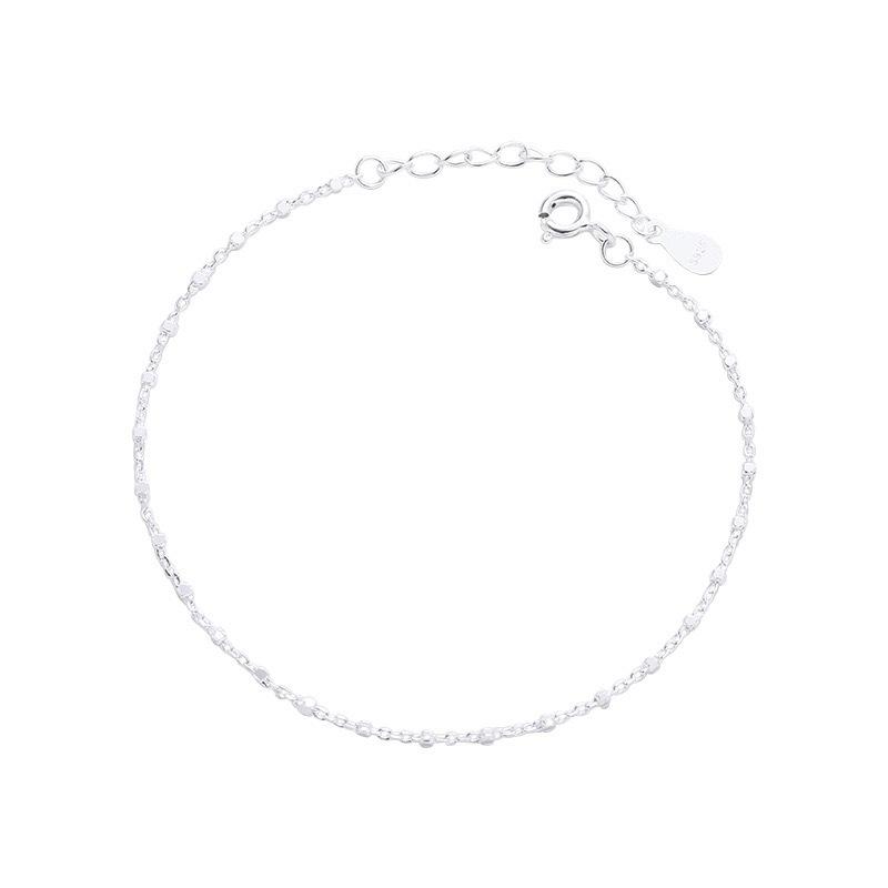S925 Sterling Silver Glittering Square Chain Bracelet for Women - Korean Simple Design, Versatile & Stylish