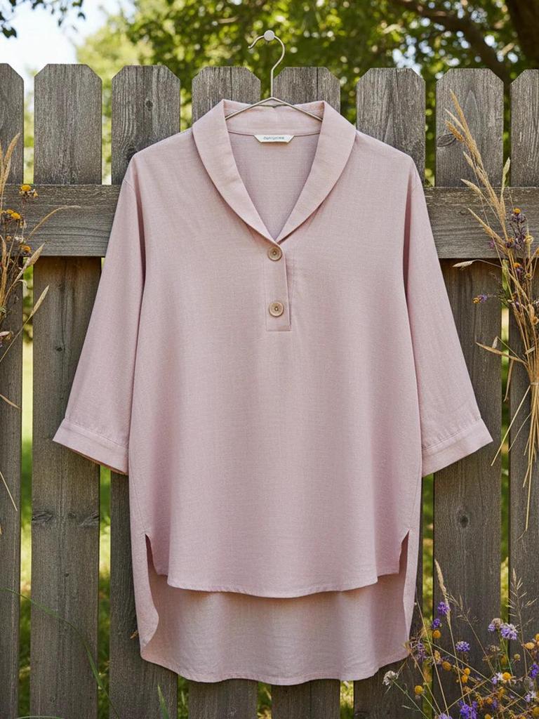 European American Spring/Summer 2026 Women's Casual Loose Fashion Top with Bright Doll Collar