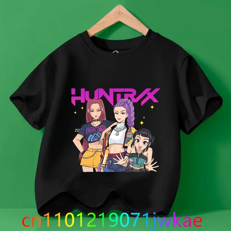 Hots Kinder T-Shirt KPop Dämonenjäger Film Rundhals Cartoon Mädchen Jungen T-Shirt Lässig Baby Print Mode Lässige Mädchenkleidung