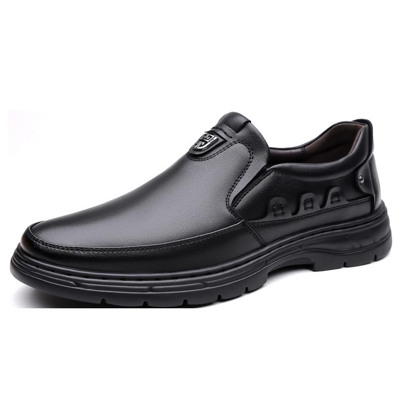 Men's Shoes Are Comfortable and Breathable, Autumn New One-pedal Men's Leather Shoes Business Casual Versatile Soft + Non-slip Dad Shoes