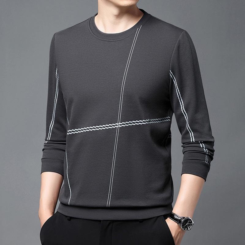 Spring and Autumn Thin Sweatshirt Slim Base Shirt Top Men's Pullover Round Neck Casual Versatile Long Sleeve T-shirt