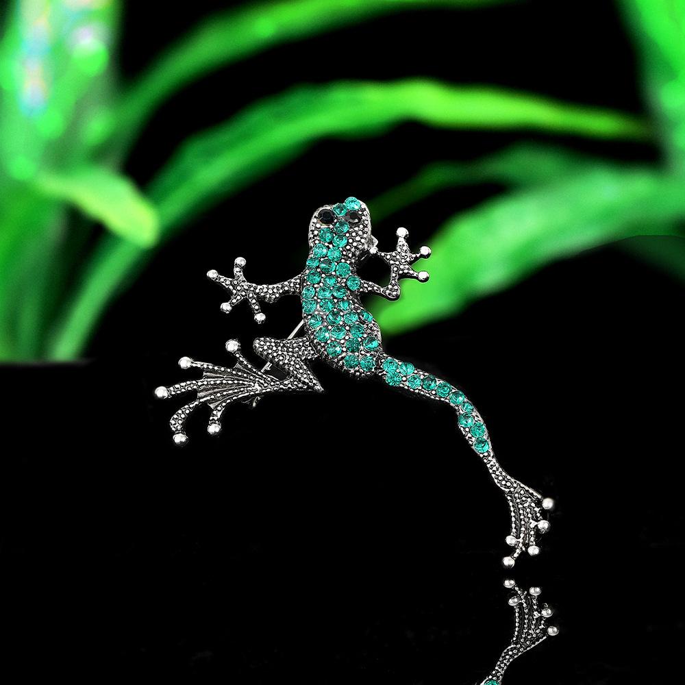 Diamond Studded Frog Brooch, Women's Brooch, Accessories, Gothic Clothing, Brooch, Jewelry, Fashionable Retro Personality