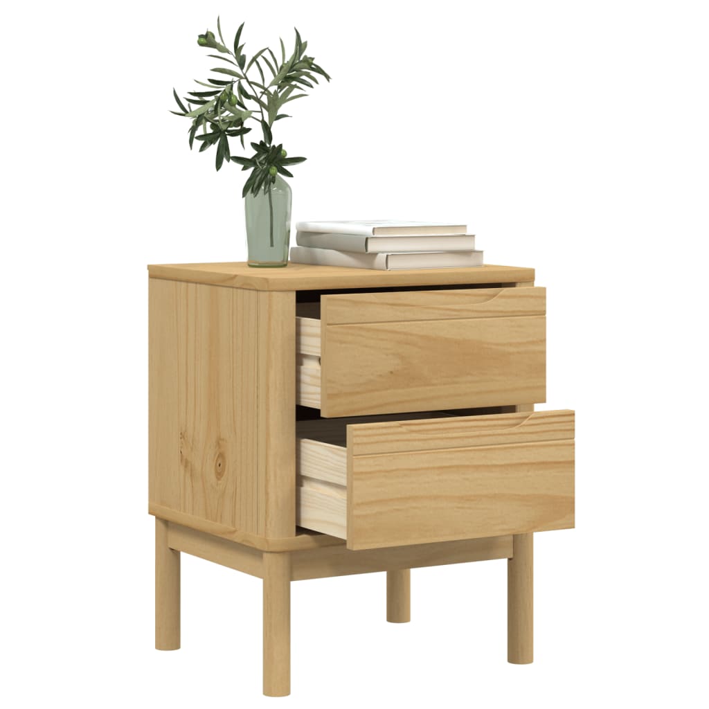 Nightstand Wax Brown 45 x 39 x 57 cm Solid Pine Wood