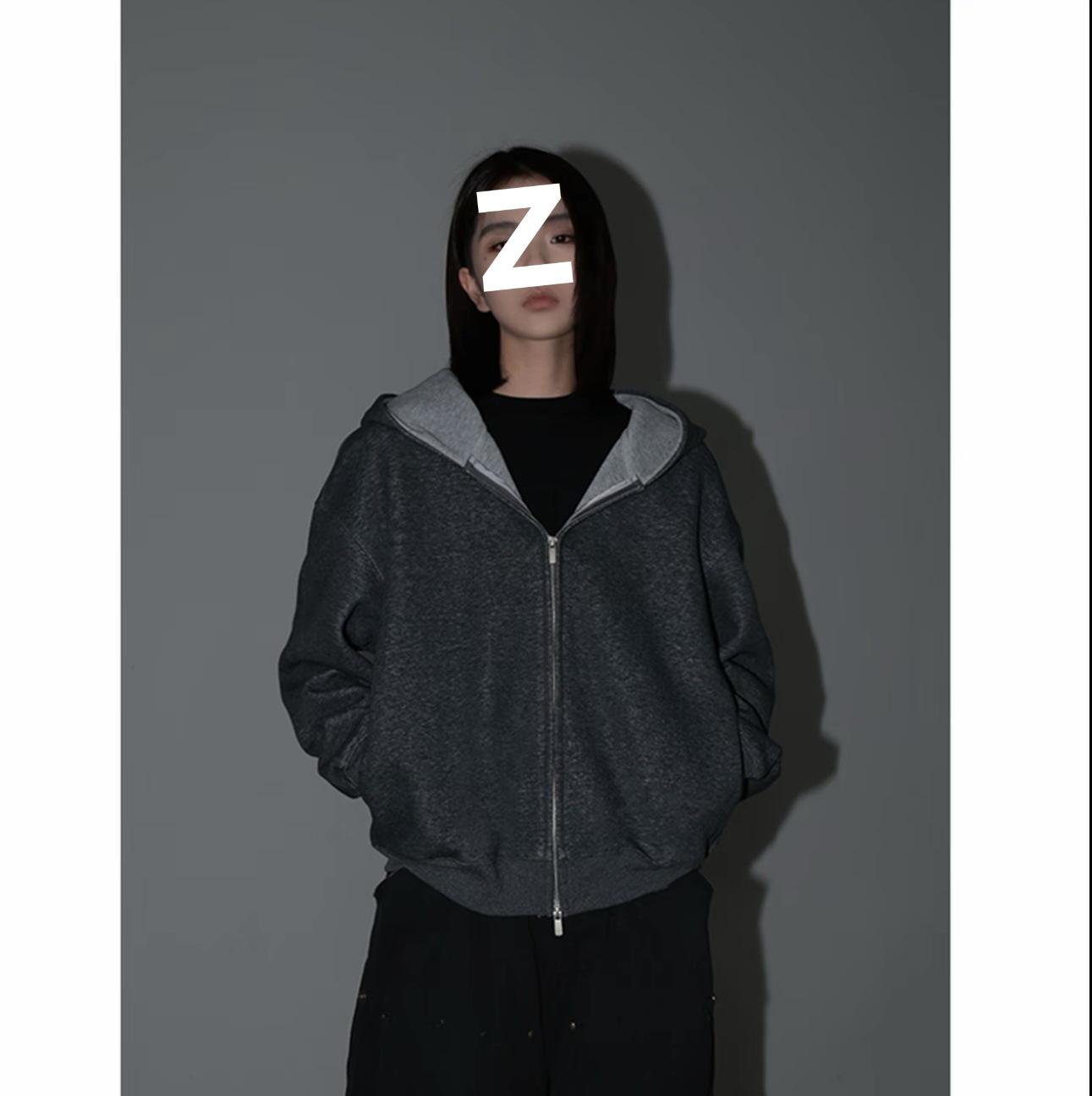 460 г Тяжелый унисекс кардиган с капюшоном в стиле колор-блок - Свободная повседневная спортивная куртка с длинным рукавом для пар L темно-серого 3940₽