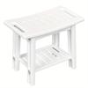Non-Slip Home Bathroom Shower Stool Mold-Resistant Storage Seat White Plastic Storage Bench with Shelves Bath Shower Essentials