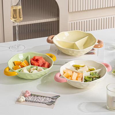Zhinianhua Ceramiczny Dwukolorowy Talerz Serwowania Kremowy