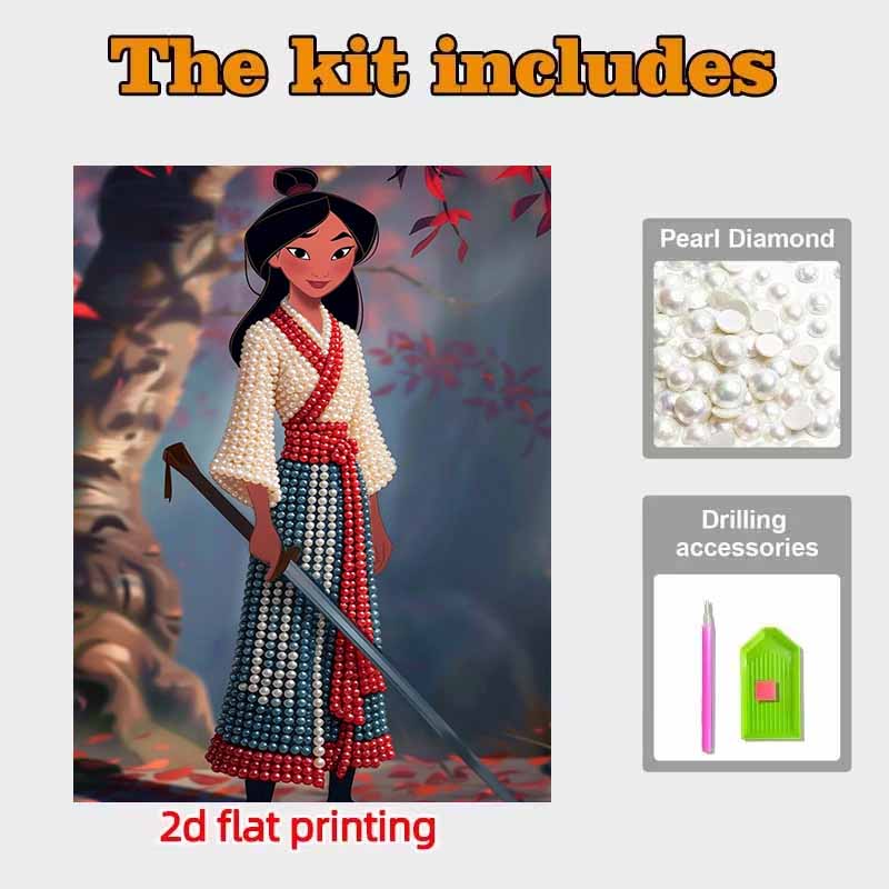 Disney Pearl Painting Anime Mulan Art Kit Adult Beginner Home Wall Decor Special Shape
