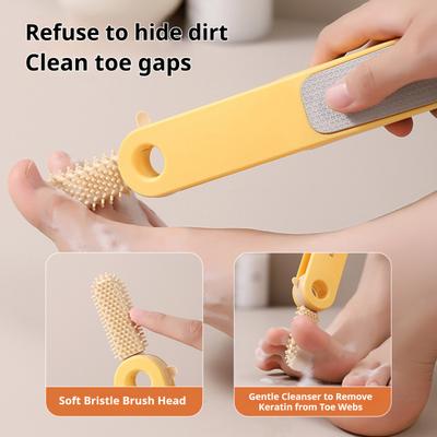 Spazzola per Pulizia Piedi Scrubber & Esfoliante per Spazi tra le Dita con Manico Lungo Setole Morbide in Silicone per Pedicure Doccia e Uso in Viaggio