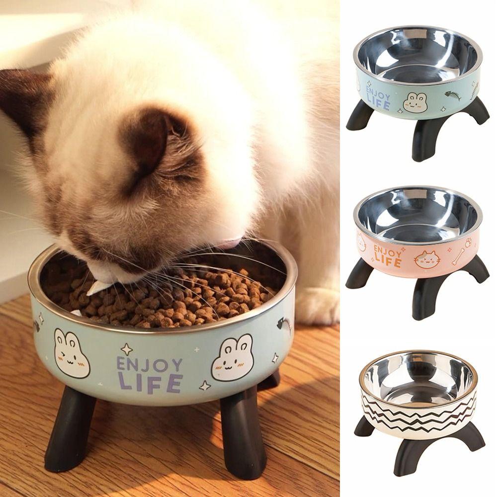 

Large-capacity Dog Bowl Stainless Steel Pet Treat Plate Stable High-legged Pet Bowl Cat/Puppy рожевий