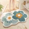 Floral Pattern Bathroom Rug Soft Absorbent Quick Dry Non Slip Bath Mat For Shower Room Home Floor Decoration