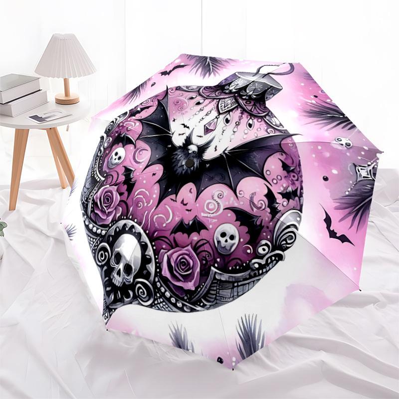 1pc Halloween Bat Automatic Folding Umbrella, Sturdy And Durable Automatic Folding Umbrella with 8 Ribs, Convenient for Outdoor Use190