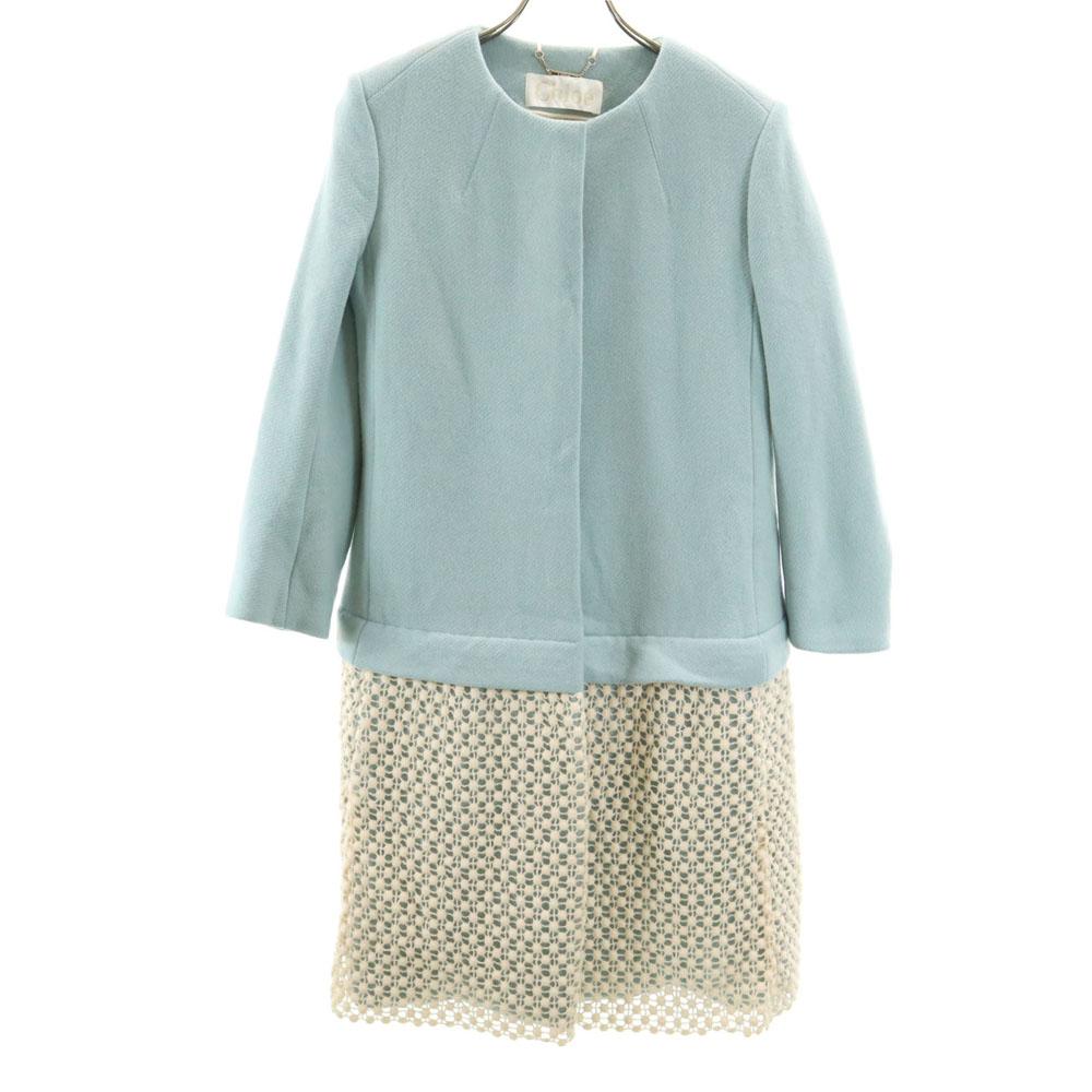 Chloe Made in France No color coat 36 Dark marks light blue Special wing Women Used