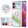 For Motorola Moto E14 4G/G04 4G/G04s 4G/G24 4G Case with Ring Kickstand Marble Pattern Electroplating TPU Back Cover