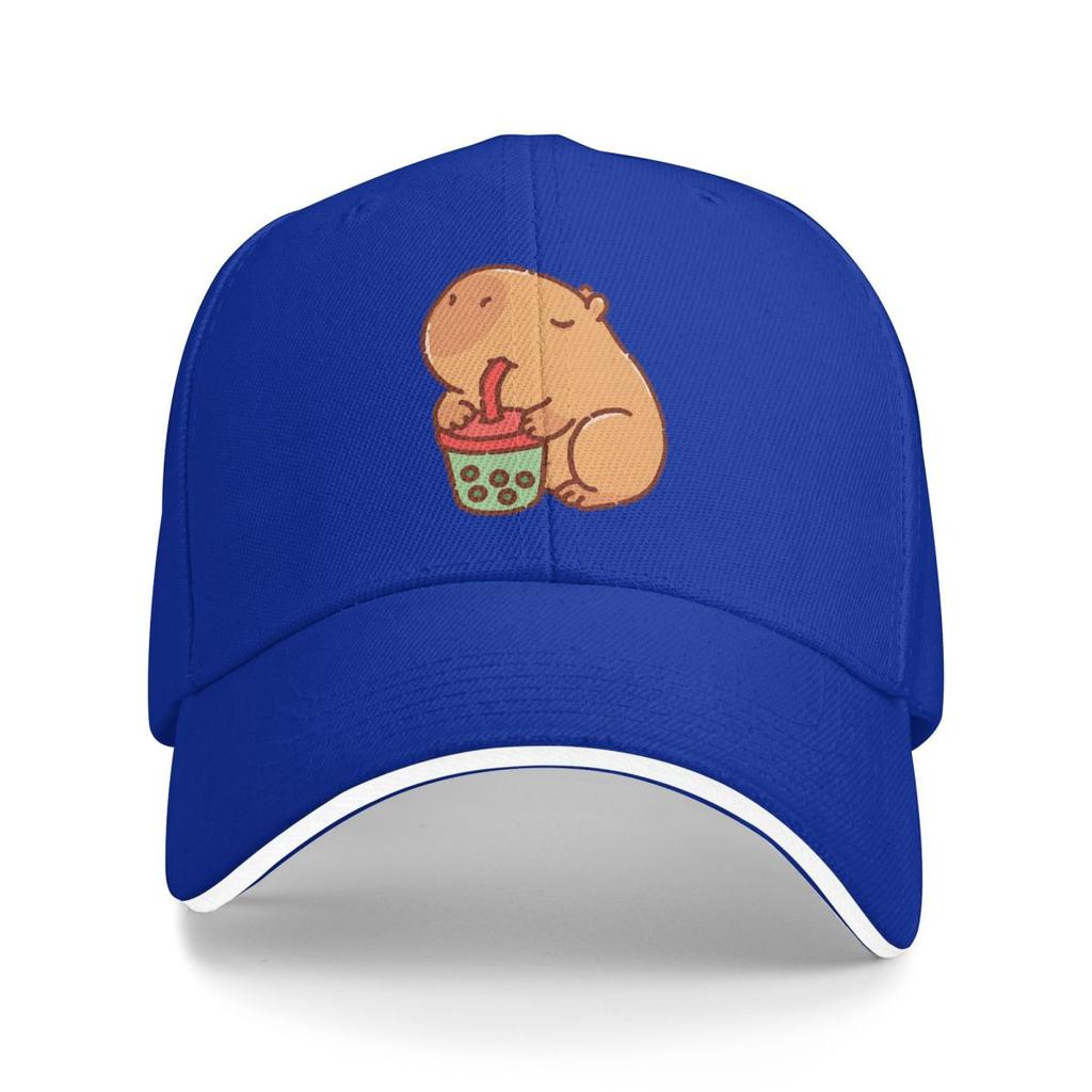 Baseball Hats Cute Capybara Loves Bubble Tea Thermal Outdoor Streetwear Summer Sports Baseball Caps Hip Hop Cap Casquette Hats