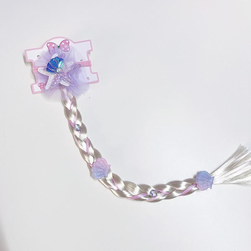 Kids' Cute Starfish Pearl Bow Braid Mesh Wig Ponytail