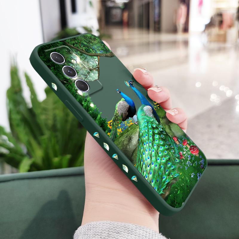 

Peacock Mushroom Phone Case For Samsung Galaxy A17 A56 A55 A35 A25 A15 A05 A05S A54 A34 A24 A14 A04 A04S A04E 4G 5G Cover Samsung A17 5G темно-зелений колір