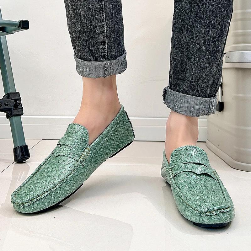 New Handmade Loafers for Men Casual Leather Shoes Mens Loafers Moccasins Breathable Slip on Big Size 48 Driving Shoes for Men