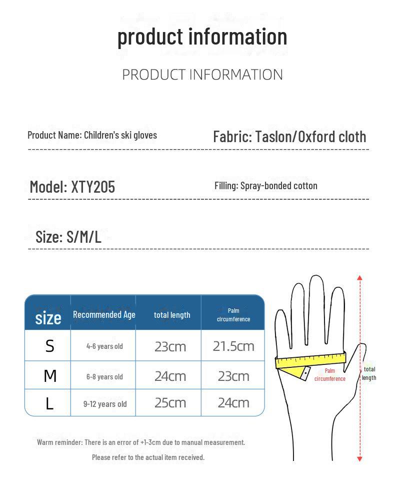 Mănuși de schi impermeabile pentru copii - Calde, antiderapante, îngroșate, căptușite cu catifea pentru băieți și fete