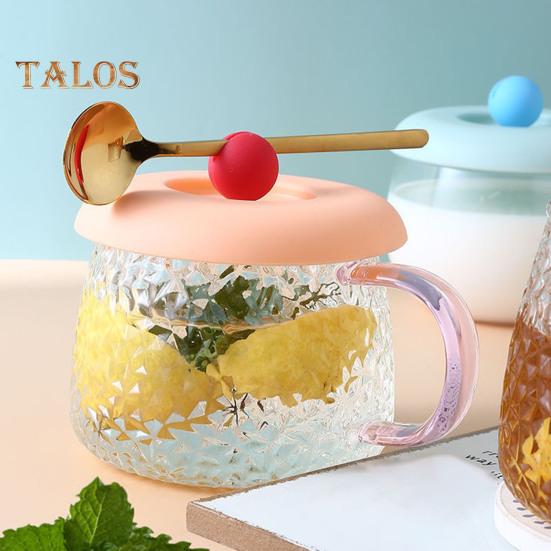 Silicone Cup Lid with Ball-shaped Handle Spoon Holder Food Grade Heat Resistant Dustproof Airtight Universal Round Teacup Glass Mug Cover