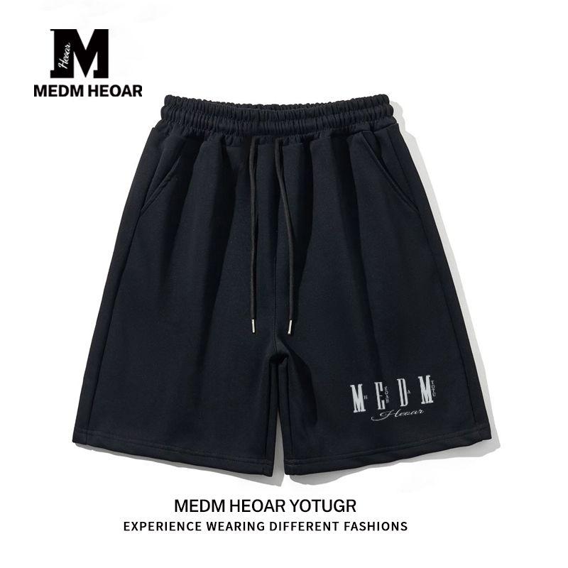 

Medm Heoar Fashion Brand American Hip-hop Terry Shorts Men s and Women s Summer Thin Casual Cropped Pants Sweat pants Black 3 XL