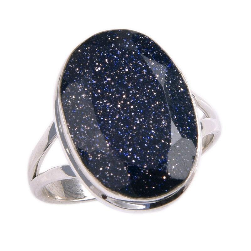 Natural Blue Sunstone Gemstone 925 Solid Sterling Silver Jewelry Ring S.7.5 M3a76