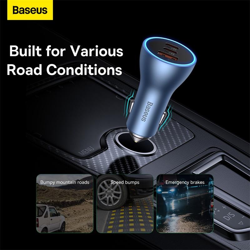 Baseus Golden Contactor Pro Triple Fast Charger 65W Dual Type-C + USB Car Charger