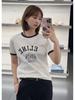 Spring/Summer Women's CE Style Cotton Knit Letter T-Shirt - Short Sleeve, Casual, Versatile.