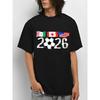 European Sizes Men'S Flag and Soccer  Design T Shirt Retro Short Sleeve Casual Streetwear Machine Washable Crew Neck Top