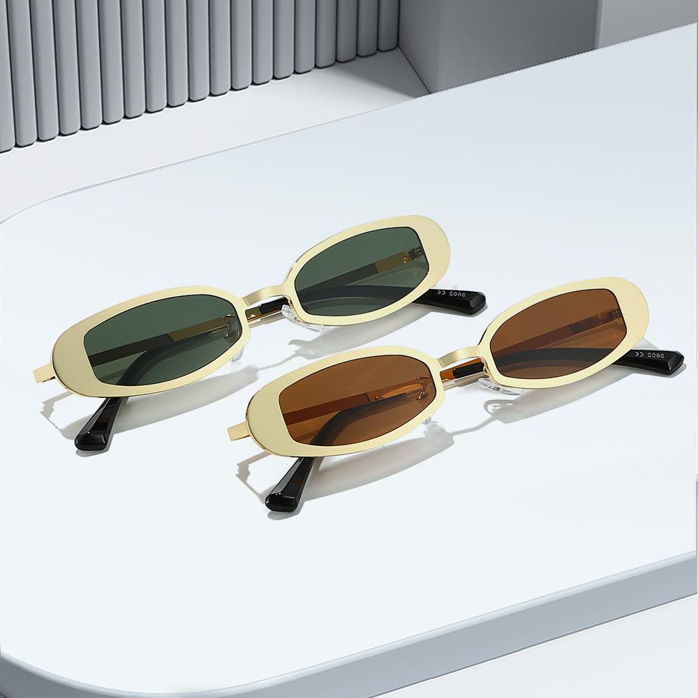 Metal Punk Small Frame Oval Shape Sunglasses Women For Men Vintage Luxurious Brand Designer Outdoor Use Driving Use Popular Sun Eyeglasses UV400
