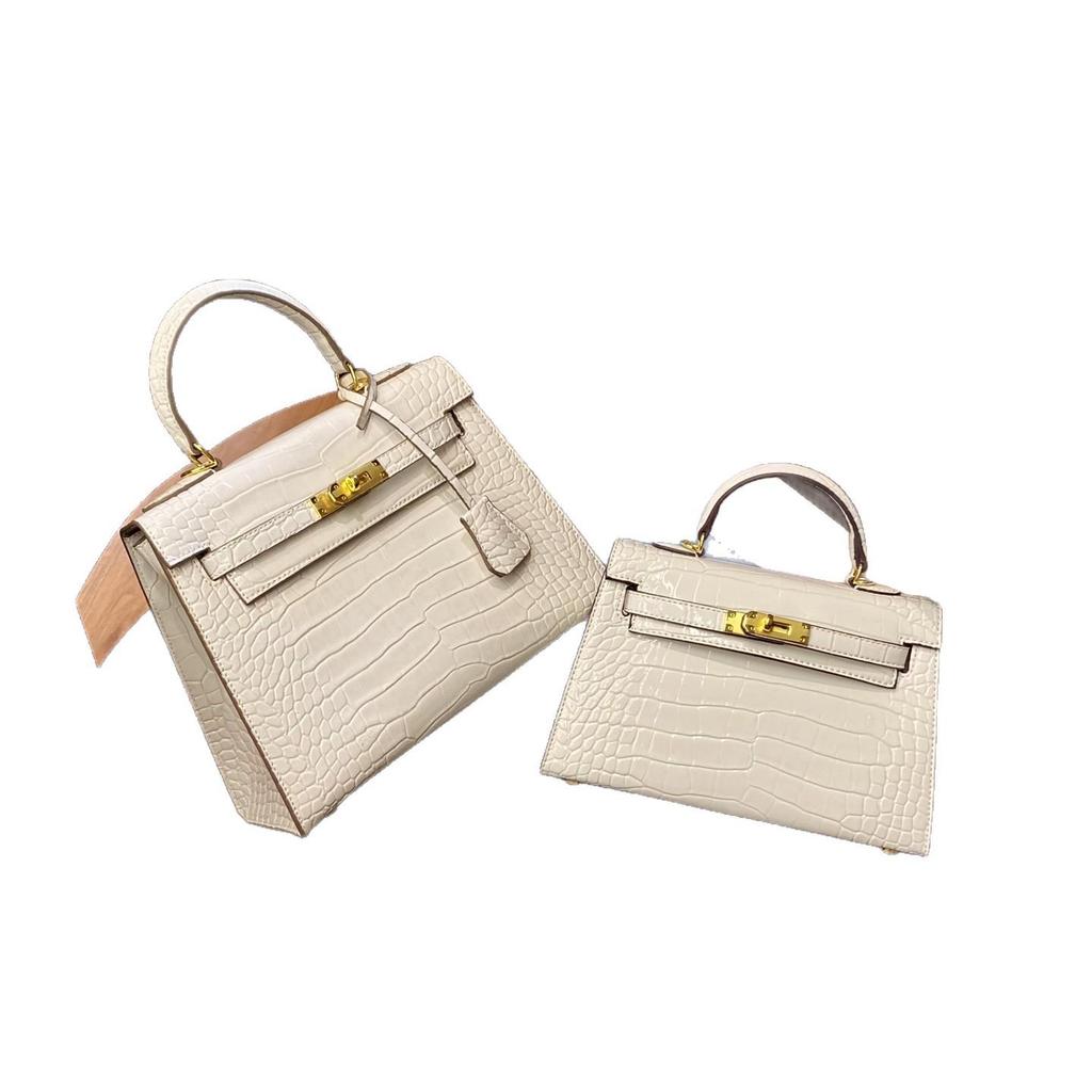 Europese & Amerikaanse Retro Krokodillenpatroon Kelly Enkelbandige Crossbody Tas: High-End, Modieuze, Lichte Luxe Handtas voor Dames