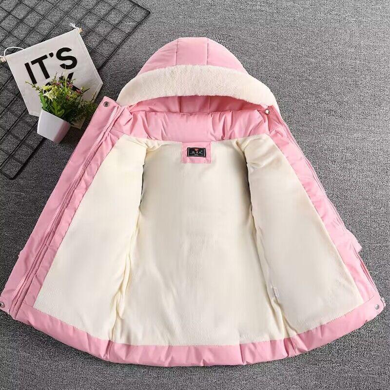 Autumn Winter Girls Jacket Keep Warm Hooded Outerwear Children's Cotton Clothing Princess Coats Kids Clothes
