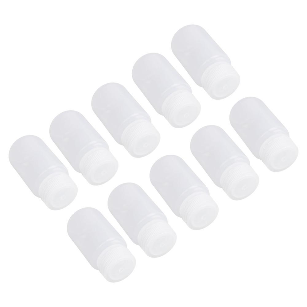 10Pcs PP Wide Mouth Round Bottle Semi Transparent Subpackaging Bottle Chemical Sample Storage