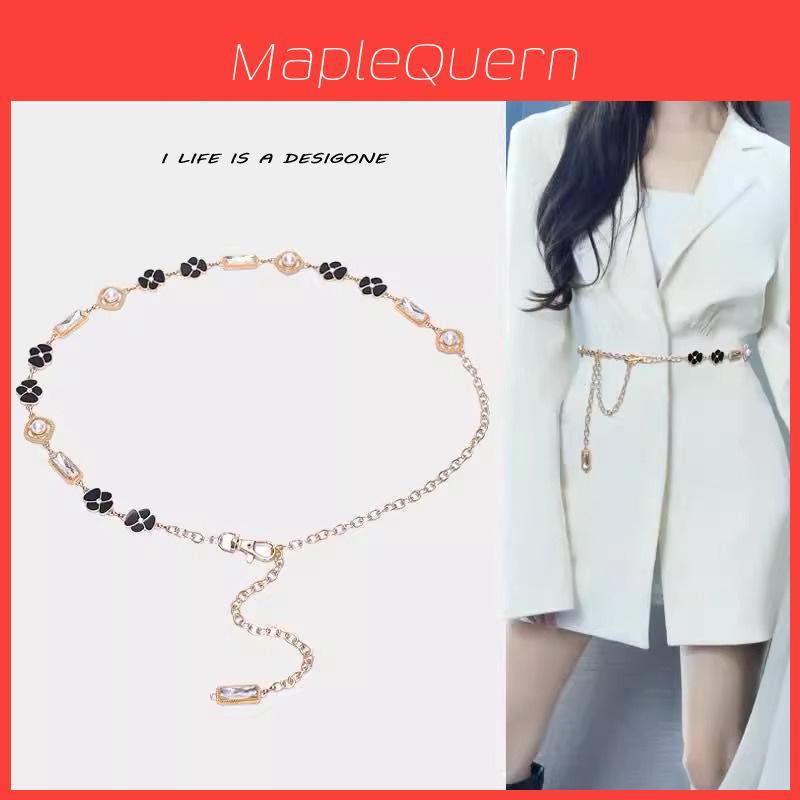 Gold Metal Waist Chain For Women Summer Dress Accessories With Water Diamond Embellishments