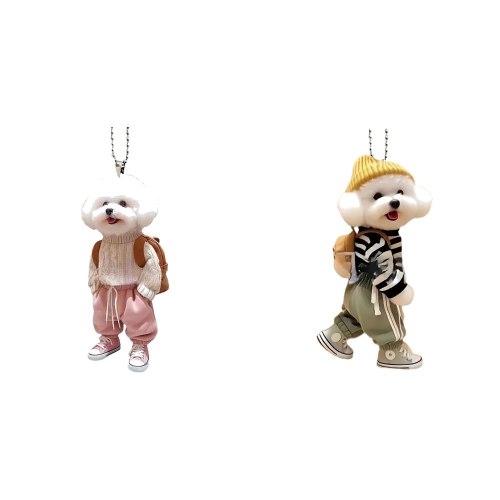 5-1PCS Acrylic 2D Creative Car Hanging Decor Realistic Animal Car Rearview Mirror Pendant Car Auto Interior Decoration