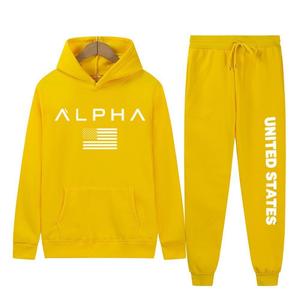 New letter printing two-piece hooded sweater autumn and winter men's casual sports hoodie men's