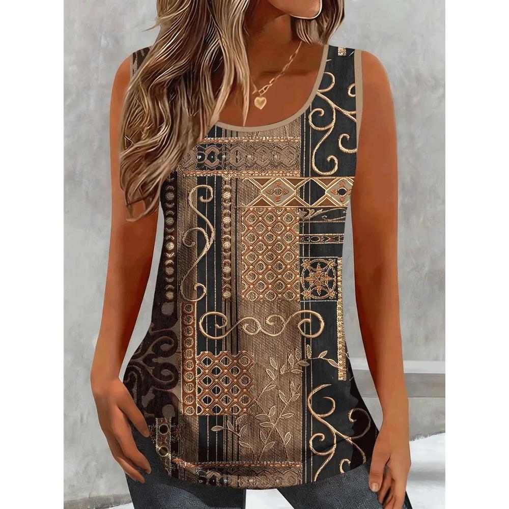 Fashion Women's Flower Printed T-Shirt Casual Loose Sleeveless Top Comfortable Camis Tank Tops