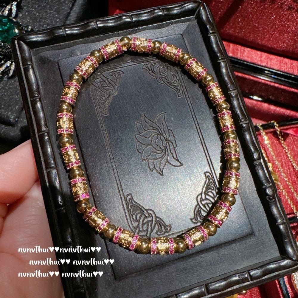 Ancient Gold Chiseled Proverbs Tube Diamond Bracelet, New Chinese Style, Fulu Baby Buddha Retro Crystal Necklace, Set