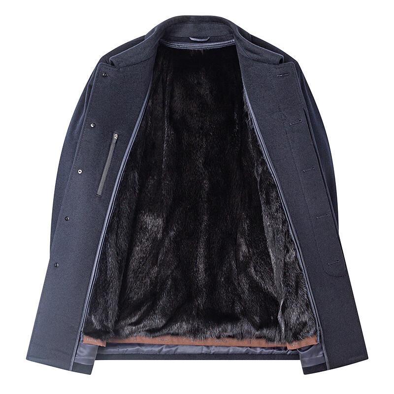 FAPAI Men's Detachable Pure Cashmere Lined Overcoat