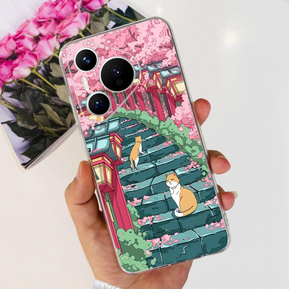 For Huawei Pura 70 Pro Plus Case Fashion Flowers Clear Soft Silicone Shockproof Phone Cover For Huawei Pura 70 Pro Pura70 Bumper