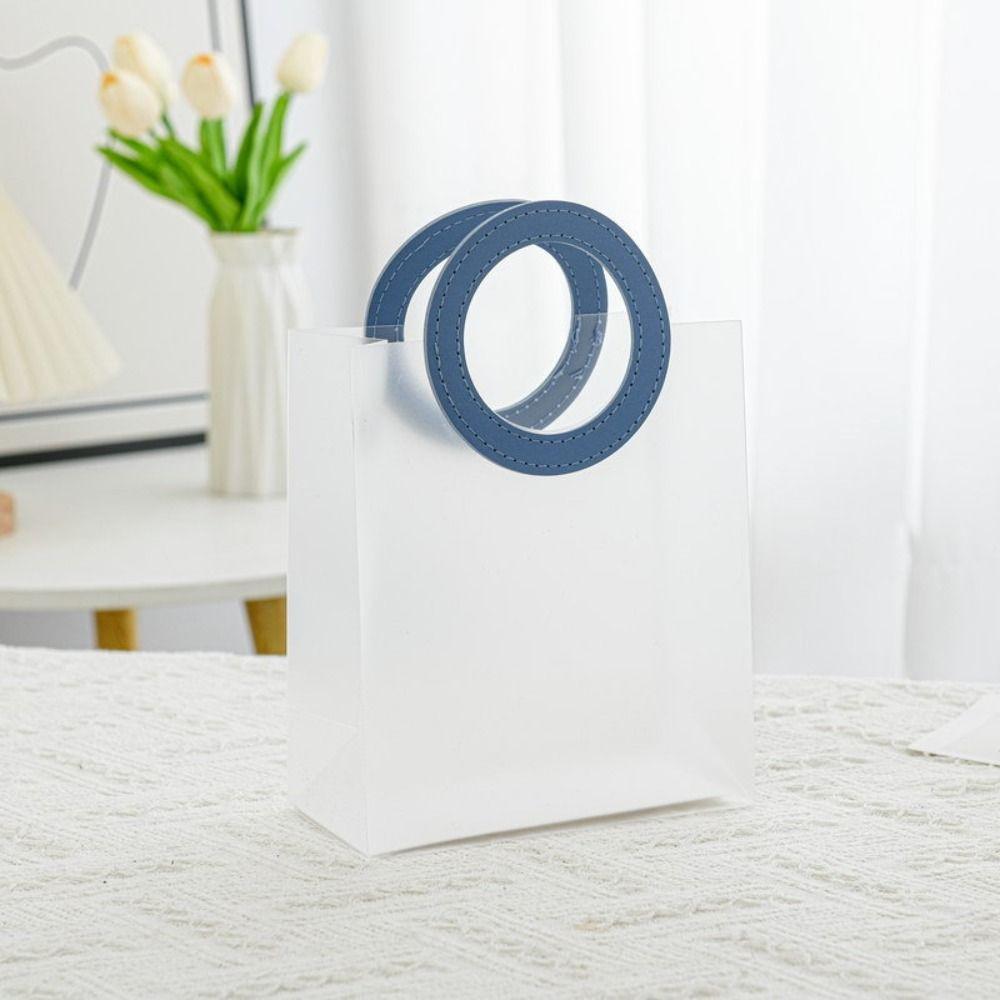 5pcs Plastic Shopping Tote Bag with Handle Gift Packaging Bag Candy Jewelry Packaging