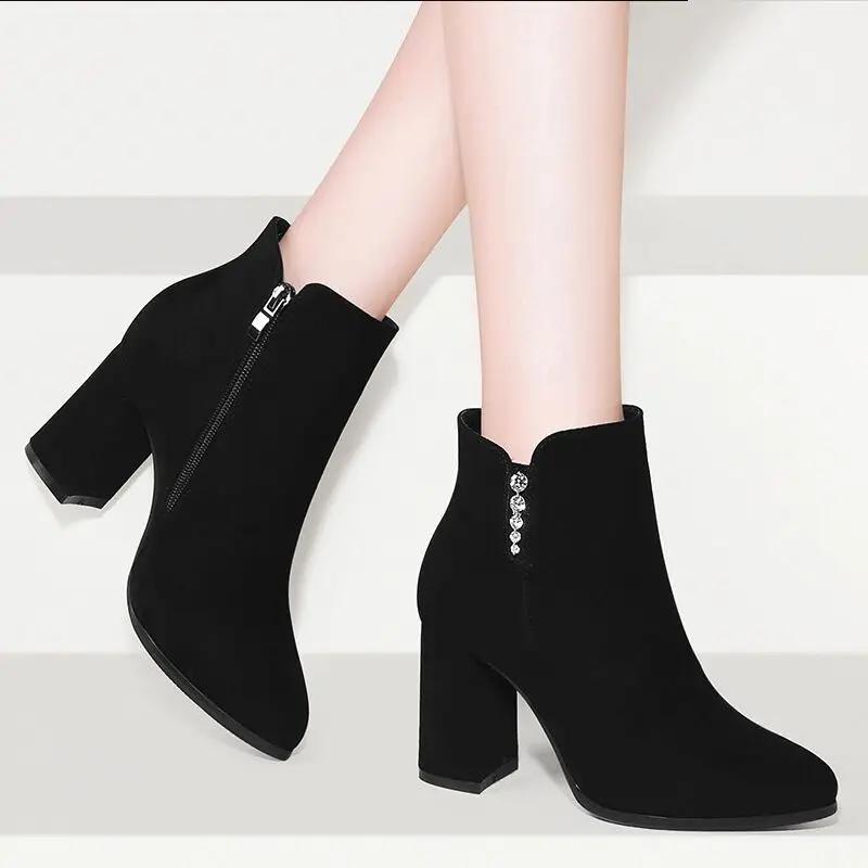 Fashion Ankle Boots for Women Work Round Toe Suede Autumn Winter Booties Sale Footwear On Offer Fashion 2025 New In Pu Woman Short Shoes